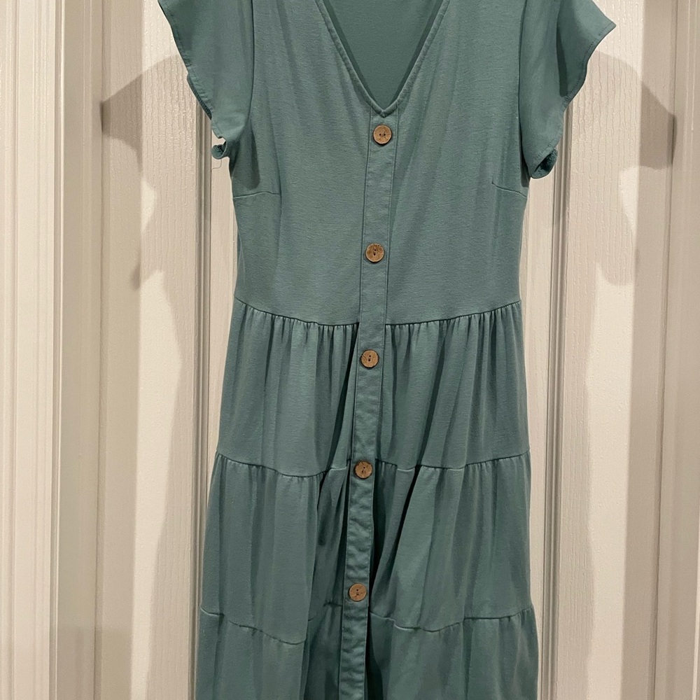 Casual Blue Button-Down Dress